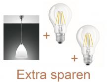 BUNDLE Glas Provenza Pendelleuchte in Weiss von Fabas Luce inkl. 3er Pack Osram E27 LED Lampen